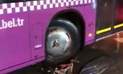 Halk otobüsü şoförü altına aldığı bisikleti metrelerce sürükledi